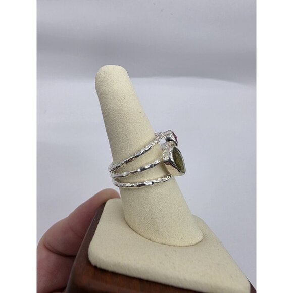 Tourmaline Pink Green Natural Stones Sterling Silver 925 Ring Womens Size 9 NEW - Picture 5 of 14